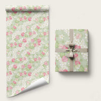 Anthurium Plumeria Lei Pastel Wrapping Paper Green Hawaiian Splendid Palaka