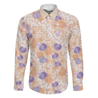 Anthurium Plumeria Lei Pastel Family Matching Short Sleeve Bodycon Dress and Hawaiian Shirt Orange Hawaiian Splendid Palaka LT01 Dad's Shirt - Long Sleeve Orange - Polynesian Pride