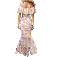 Anthurium Plumeria Lei Pastel Mermaid Dress Orange Hawaiian Splendid Palaka