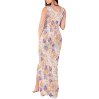 Anthurium Plumeria Lei Pastel Tank Maxi Dress Orange Hawaiian Splendid Palaka