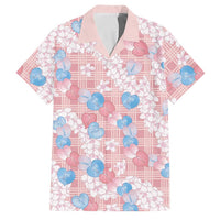 Anthurium Plumeria Lei Pastel Family Matching Mermaid Dress and Hawaiian Shirt Pink Hawaiian Splendid Palaka LT01 Dad's Shirt - Short Sleeve Pink - Polynesian Pride