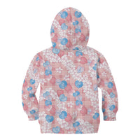 Anthurium Plumeria Lei Pastel Kid Hoodie Pink Hawaiian Splendid Palaka