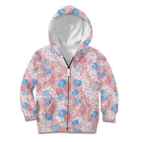 Anthurium Plumeria Lei Pastel Kid Hoodie Pink Hawaiian Splendid Palaka