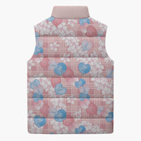 Anthurium Plumeria Lei Pastel Sleeveless Puffer Jacket Pink Hawaiian Splendid Palaka