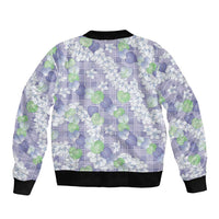 Anthurium Plumeria Lei Pastel Bomber Jacket Purple Hawaiian Splendid Palaka