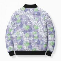Anthurium Plumeria Lei Pastel Bomber Puffer Jacket Purple Hawaiian Splendid Palaka