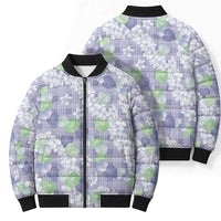 Anthurium Plumeria Lei Pastel Bomber Puffer Jacket Purple Hawaiian Splendid Palaka