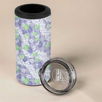 Anthurium Plumeria Lei Pastel 4 in 1 Can Cooler Tumbler Purple Hawaiian Splendid Palaka