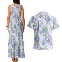 Anthurium Plumeria Lei Pastel Couples Matching Tank Maxi Dress and Hawaiian Shirt Purple Hawaiian Splendid Palaka LT01 - Polynesian Pride