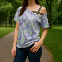 Anthurium Plumeria Lei Pastel Cross Shoulder Shirt Purple Hawaiian Splendid Palaka