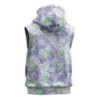 Anthurium Plumeria Lei Pastel Sleeveless Hoodie Purple Hawaiian Splendid Palaka