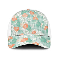 Anthurium Plumeria Lei Pastel Baseball Net Cap Teal Hawaiian Splendid Palaka