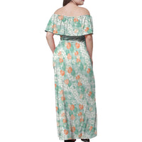 Anthurium Plumeria Lei Pastel Family Matching Off Shoulder Maxi Dress and Hawaiian Shirt Teal Hawaiian Splendid Palaka LT01 - Polynesian Pride