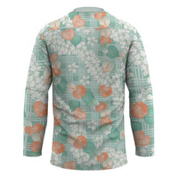 Anthurium Plumeria Lei Pastel Hockey Jersey Teal Hawaiian Splendid Palaka