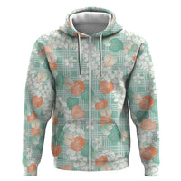 Anthurium Plumeria Lei Pastel Hoodie Teal Hawaiian Splendid Palaka