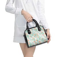 Anthurium Plumeria Lei Pastel Shoulder Handbag Teal Hawaiian Splendid Palaka