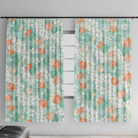 Anthurium Plumeria Lei Pastel Window Curtain Teal Hawaiian Splendid Palaka