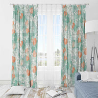 Anthurium Plumeria Lei Pastel Window Curtain Teal Hawaiian Splendid Palaka