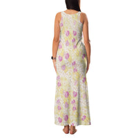 Anthurium Plumeria Lei Pastel Family Matching Tank Maxi Dress and Hawaiian Shirt Yellow Hawaiian Splendid Palaka LT01 - Polynesian Pride