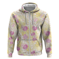 Anthurium Plumeria Lei Pastel Hoodie Yellow Hawaiian Splendid Palaka