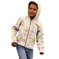 Anthurium Plumeria Lei Pastel Kid Hoodie Yellow Hawaiian Splendid Palaka