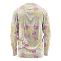 Anthurium Plumeria Lei Pastel Long Sleeve Shirt Yellow Hawaiian Splendid Palaka