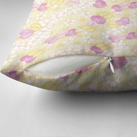 Anthurium Plumeria Lei Pastel Pillow Cover Yellow Hawaiian Splendid Palaka