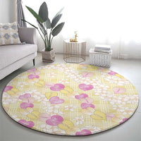 Anthurium Plumeria Lei Pastel Round Carpet Yellow Hawaiian Splendid Palaka