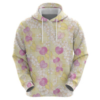 Anthurium Plumeria Lei Pastel Zip Hoodie Yellow Hawaiian Splendid Palaka