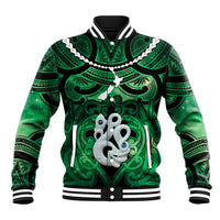 Personalised Maori Matariki Manaia Kakariki Baseball Jacket Maori Kowhaiwhai Pattern Galaxy