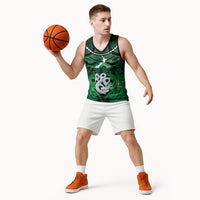 Personalised Maori Matariki Manaia Kakariki Basketball Jersey Maori Kowhaiwhai Pattern Galaxy