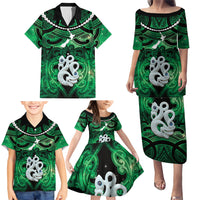 Personalised Maori Matariki Manaia Kakariki Family Matching Puletasi and Hawaiian Shirt Maori Kowhaiwhai Pattern Galaxy LT01 - Polynesian Pride