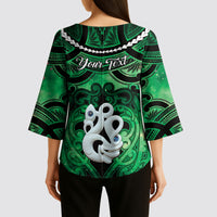 Personalised Maori Matariki Manaia Kakariki Kimono Sleeve Blouse Maori Kowhaiwhai Pattern Galaxy