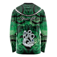 Personalised Maori Matariki Manaia Kakariki Long Sleeve Shirt Maori Kowhaiwhai Pattern Galaxy