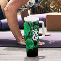 Personalised Maori Matariki Manaia Kakariki Tumbler With Handle Maori Kowhaiwhai Pattern Galaxy