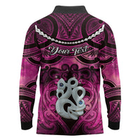 Personalised Maori Matariki Manaia Mawhero Long Sleeve Polo Shirt Maori Kowhaiwhai Pattern Galaxy