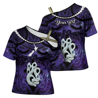 Personalised Maori Matariki Manaia Waiporoporo Cross Shoulder Shirt Maori Kowhaiwhai Pattern Galaxy