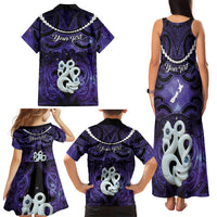 Personalised Maori Matariki Manaia Waiporoporo Family Matching Tank Maxi Dress and Hawaiian Shirt Maori Kowhaiwhai Pattern Galaxy LT01 - Polynesian Pride