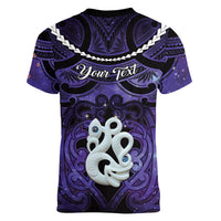 Personalised Maori Matariki Manaia Waiporoporo Women V-Neck T-Shirt Maori Kowhaiwhai Pattern Galaxy