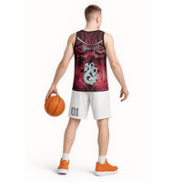Personalised Maori Matariki Manaia Whero Basketball Jersey Maori Kowhaiwhai Pattern Galaxy