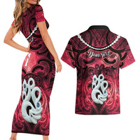 Personalised Maori Matariki Manaia Whero Couples Matching Short Sleeve Bodycon Dress and Hawaiian Shirt Maori Kowhaiwhai Pattern Galaxy LT01 - Polynesian Pride