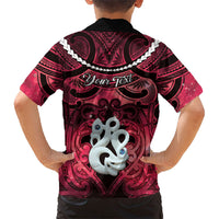 Personalised Maori Matariki Manaia Whero Family Matching Off The Shoulder Long Sleeve Dress and Hawaiian Shirt Maori Kowhaiwhai Pattern Galaxy LT01 - Polynesian Pride