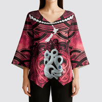 Personalised Maori Matariki Manaia Whero Kimono Sleeve Blouse Maori Kowhaiwhai Pattern Galaxy