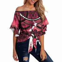 Personalised Maori Matariki Manaia Whero Off Shoulder Wrap Waist Top Maori Kowhaiwhai Pattern Galaxy LT01 - Polynesian Pride
