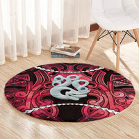 Maori Matariki Manaia Whero Round Carpet Maori Kowhaiwhai Pattern Galaxy