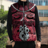 Personalised Maori Matariki Manaia Whero Sleeveless Puffer Jacket Maori Kowhaiwhai Pattern Galaxy