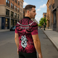 Personalised Maori Matariki Manaia Whero Zipper Polo Shirt Maori Kowhaiwhai Pattern Galaxy