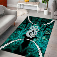 Maori Matariki Manaia Turquoise Area Rug Maori Kowhaiwhai Pattern Galaxy