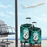 Maori Matariki Manaia Turquoise Luggage Cover Maori Kowhaiwhai Pattern Galaxy