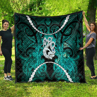 Maori Matariki Manaia Turquoise Quilt Maori Kowhaiwhai Pattern Galaxy